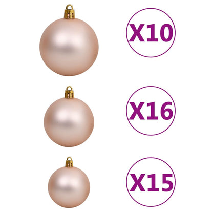 Albero di Natale Preilluminato con Palline Rosa 210 cm PVC - homemem39