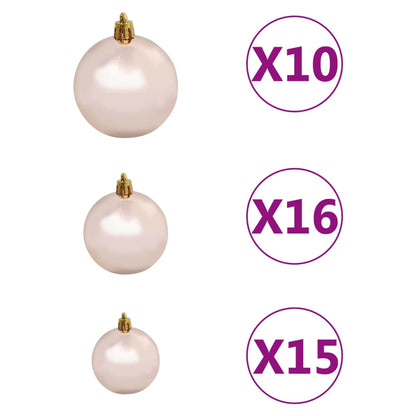 Albero di Natale Preilluminato con Palline Rosa 210 cm PVC - homemem39