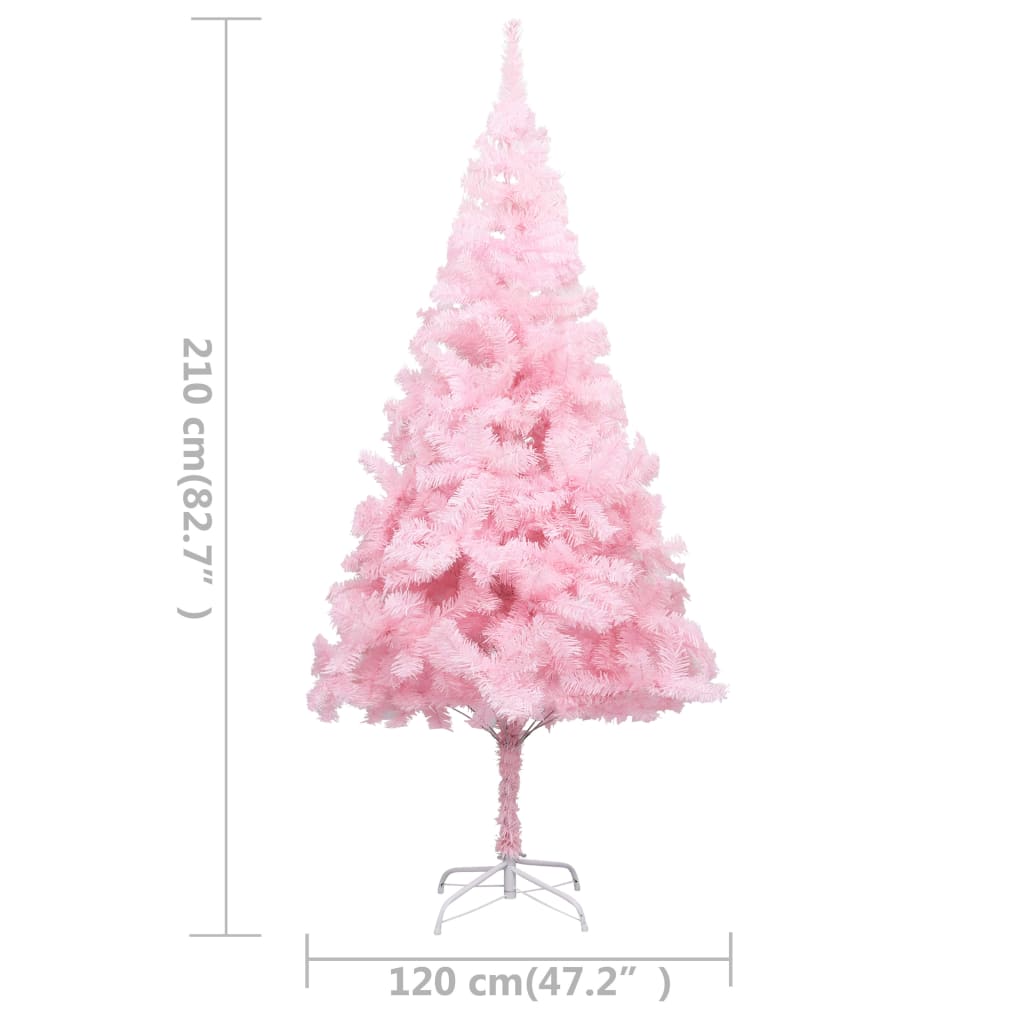 Albero di Natale Preilluminato con Palline Rosa 210 cm PVC - homemem39