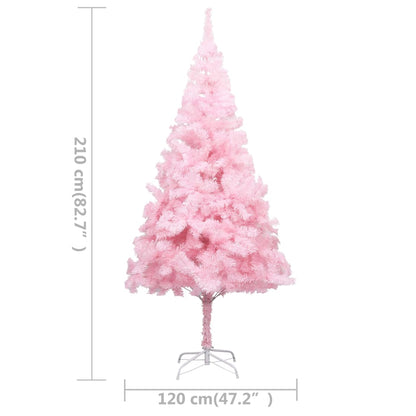 Albero di Natale Preilluminato con Palline Rosa 210 cm PVC - homemem39