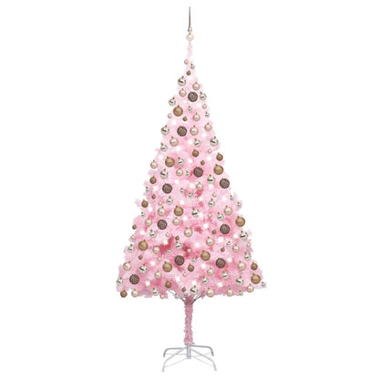 Set Albero Natale Artificiale con LED e Palline Rosa 240 cm PVC - homemem39