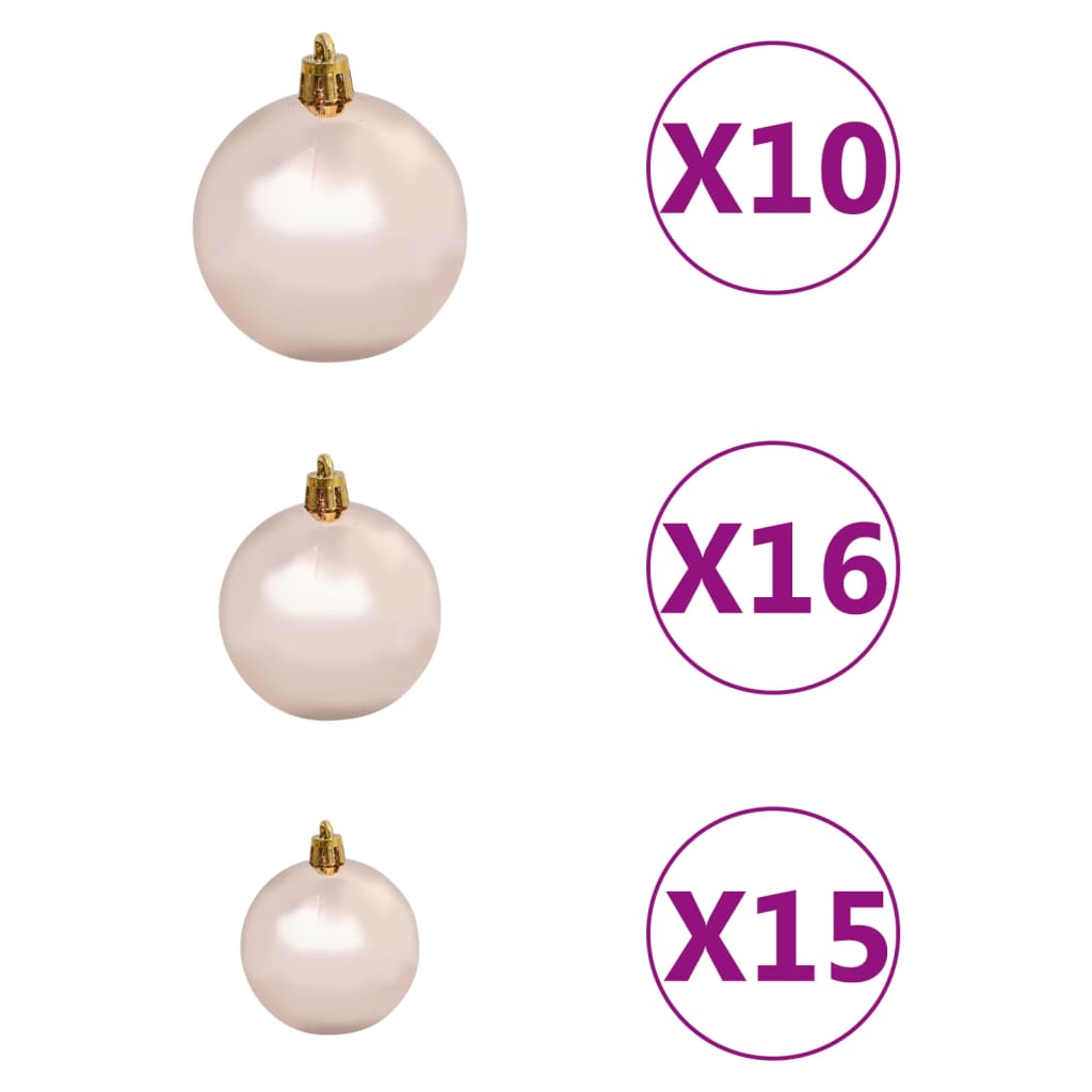 Set Albero Natale Artificiale con LED e Palline Rosa 240 cm PVC - homemem39