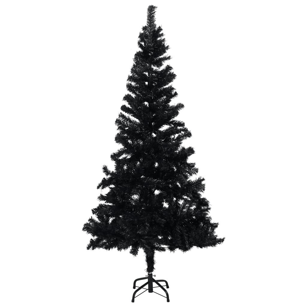 Set Albero Natale Artificiale con LED e Palline Nero 150 cm PVC - homemem39