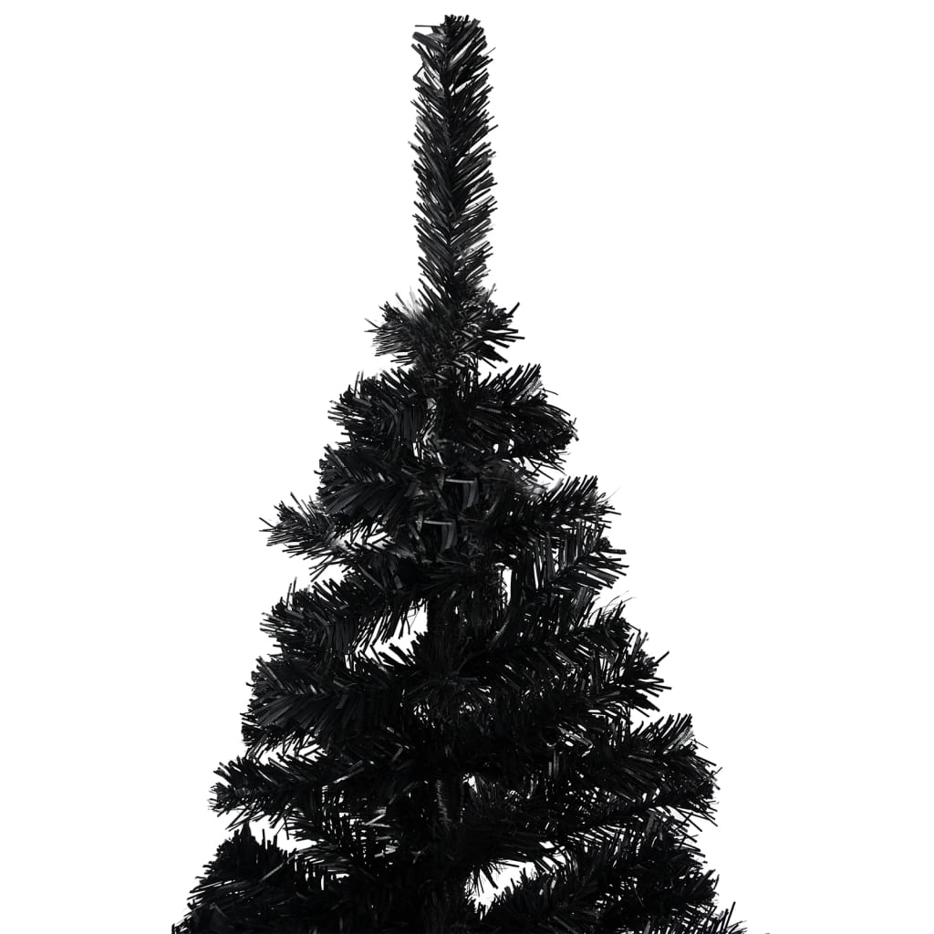 Set Albero Natale Artificiale con LED e Palline Nero 210 cm PVC - homemem39
