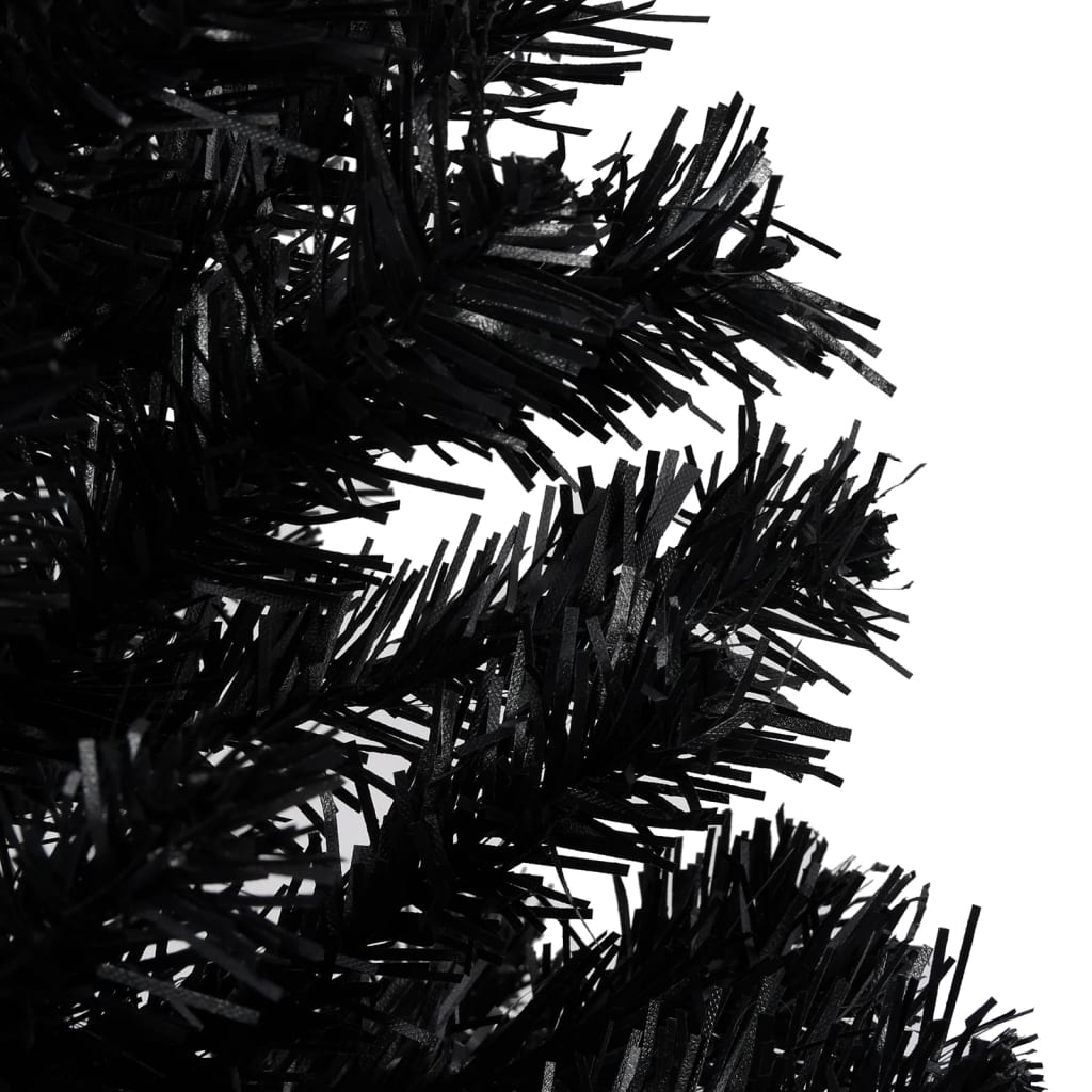 Albero di Natale Preilluminato con Palline Nero 240 cm PVC - homemem39