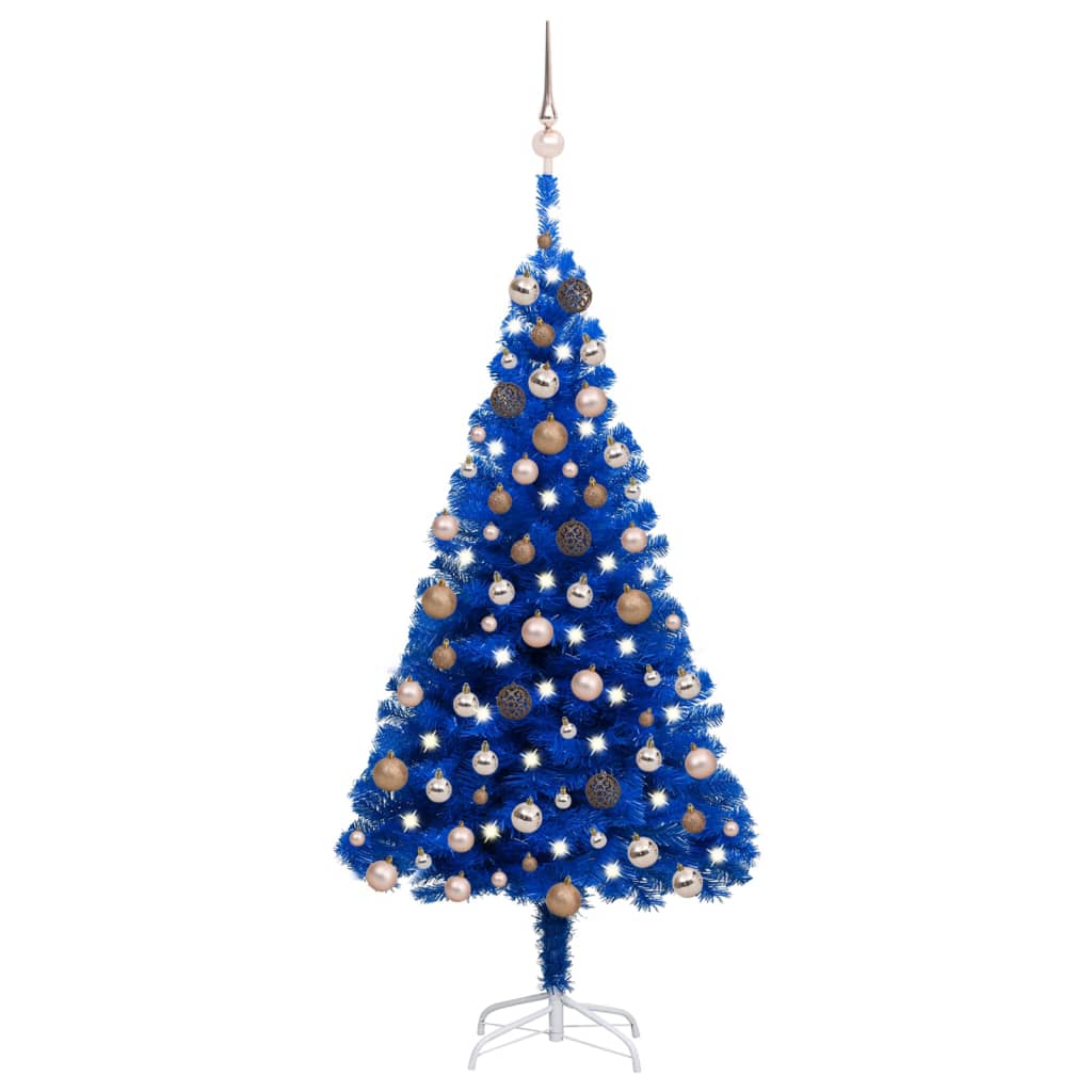 Albero di Natale Preilluminato con Palline Blu 120 cm PVC - homemem39