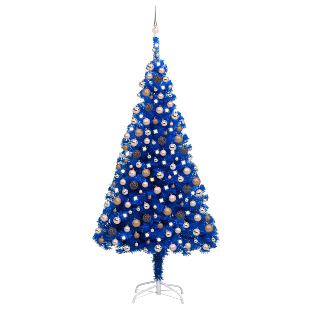 Albero di Natale Preilluminato con Palline Blu 210 cm PVC - homemem39