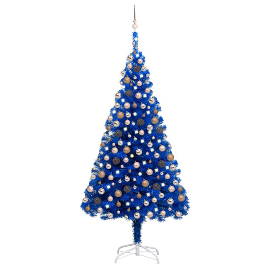 Albero di Natale Preilluminato con Palline Blu 240 cm PVC - homemem39