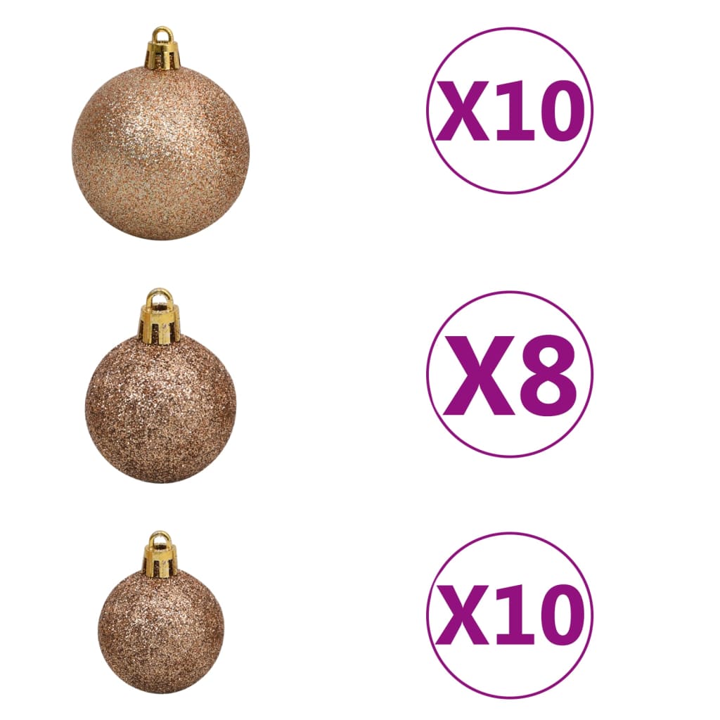 Set Albero Natale Artificiale con LED e Palline Oro 210 cm PET - homemem39