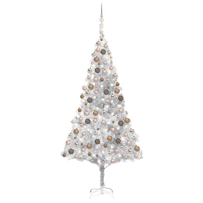 Albero di Natale Preilluminato con Palline Argento 210 cm PET - homemem39