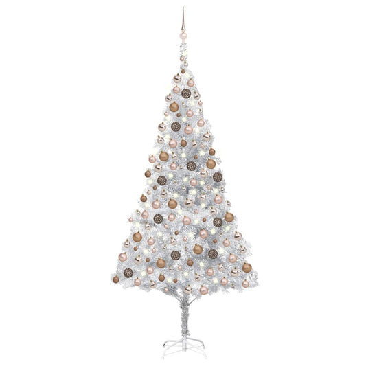 Albero di Natale Preilluminato con Palline Argento 240 cm PET - homemem39