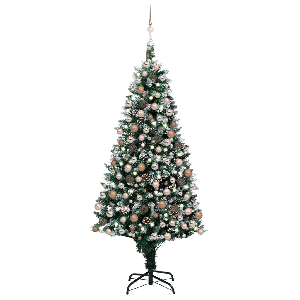 Set Albero Natale Artificiale con LED Palline e Pigne 210 cm - homemem39