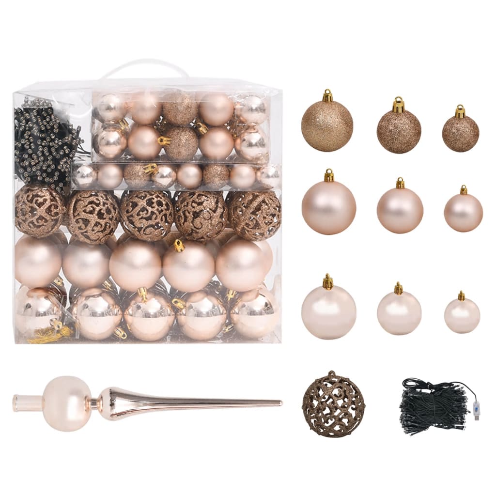 Set Albero Natale Artificiale con LED Palline e Pigne 210 cm - homemem39