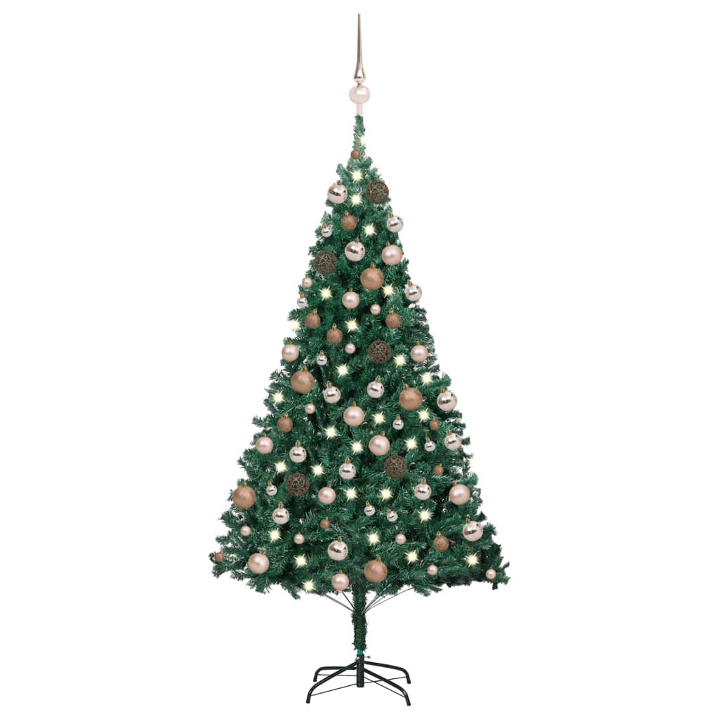 Set Albero Natale Artificiale con LED e Palline Verde 180cm PVC - homemem39