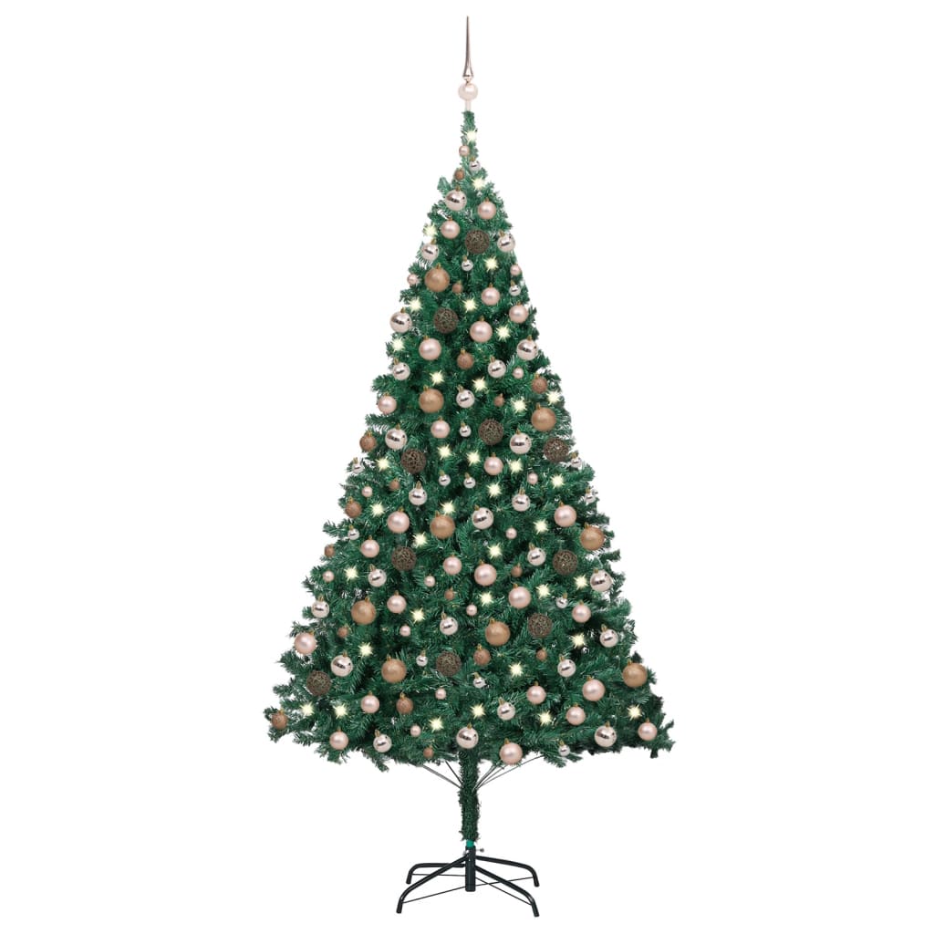 Set Albero Natale Artificiale con LED e Palline Verde 210cm PVC - homemem39