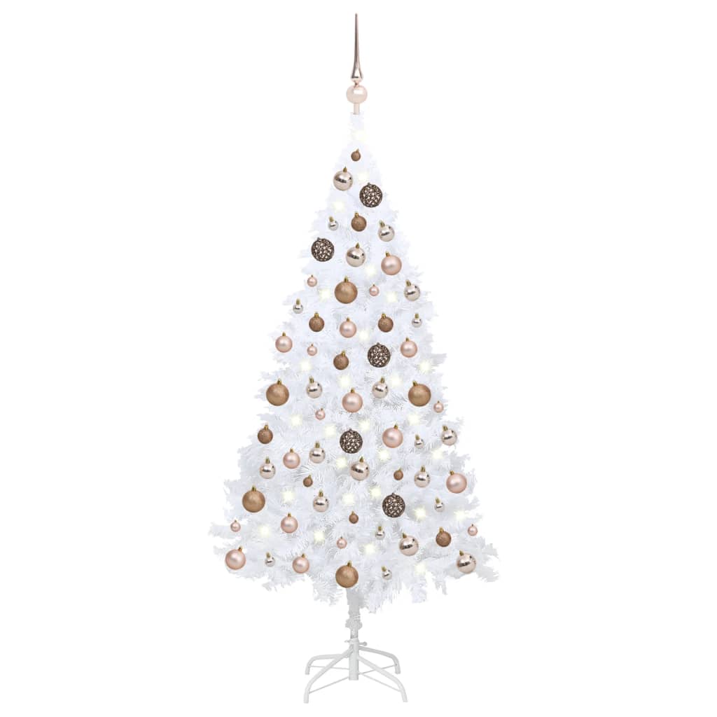 Albero di Natale Preilluminato con Palline Bianco 180 cm PVC - homemem39
