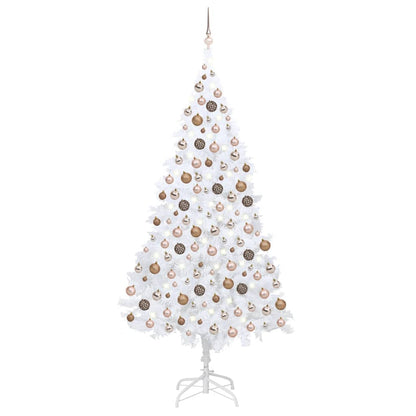 Set Albero Natale Artificiale LED e Palline Bianco 210 cm PVC - homemem39