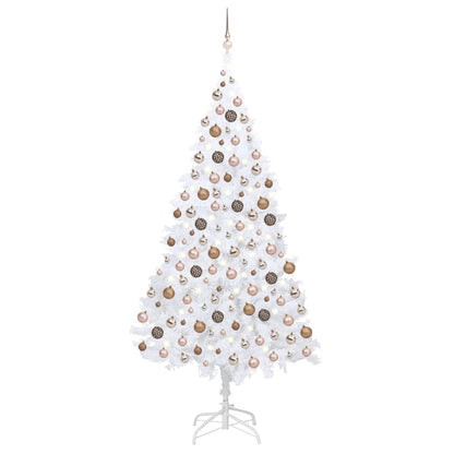 Albero di Natale Preilluminato con Palline Bianco 240 cm PVC - homemem39