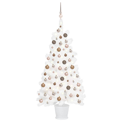 Albero di Natale Preilluminato con Palline Bianco 90 cm - homemem39