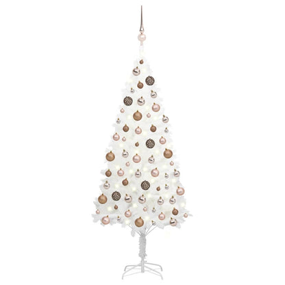 Set Albero Natale Artificiale con LED e Palline Bianco 150 cm - homemem39