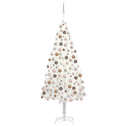 Set Albero Natale Artificiale con LED e Palline Bianco 210 cm - homemem39