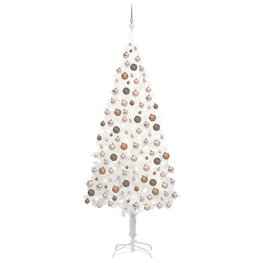 Set Albero Natale Artificiale con LED e Palline Bianco 240 cm - homemem39