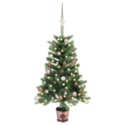 Albero di Natale Preilluminato con Palline Verde 65 cm - homemem39