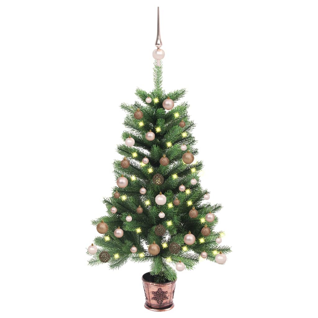 Albero di Natale Preilluminato con Palline Verde 90 cm - homemem39