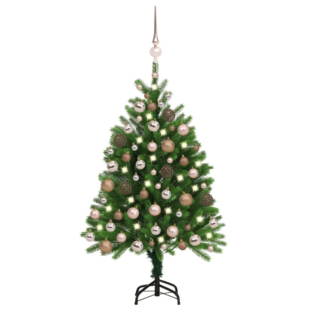 Albero di Natale Preilluminato con Palline Verde 120 cm - homemem39