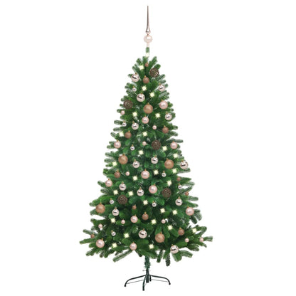 Albero di Natale Preilluminato con Palline Verde 150 cm - homemem39