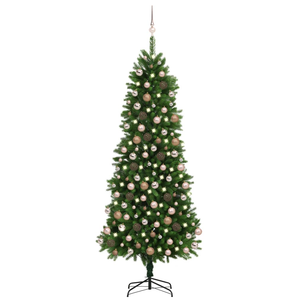 Albero di Natale Preilluminato con Palline 240 cm Verde - homemem39