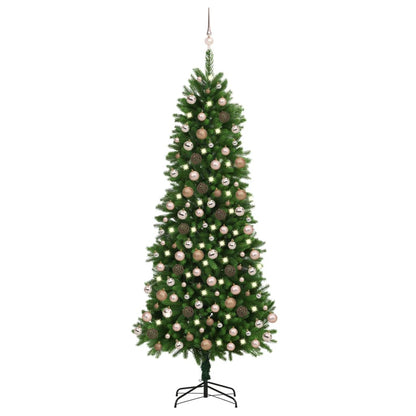 Albero di Natale Preilluminato con Palline 240 cm Verde - homemem39