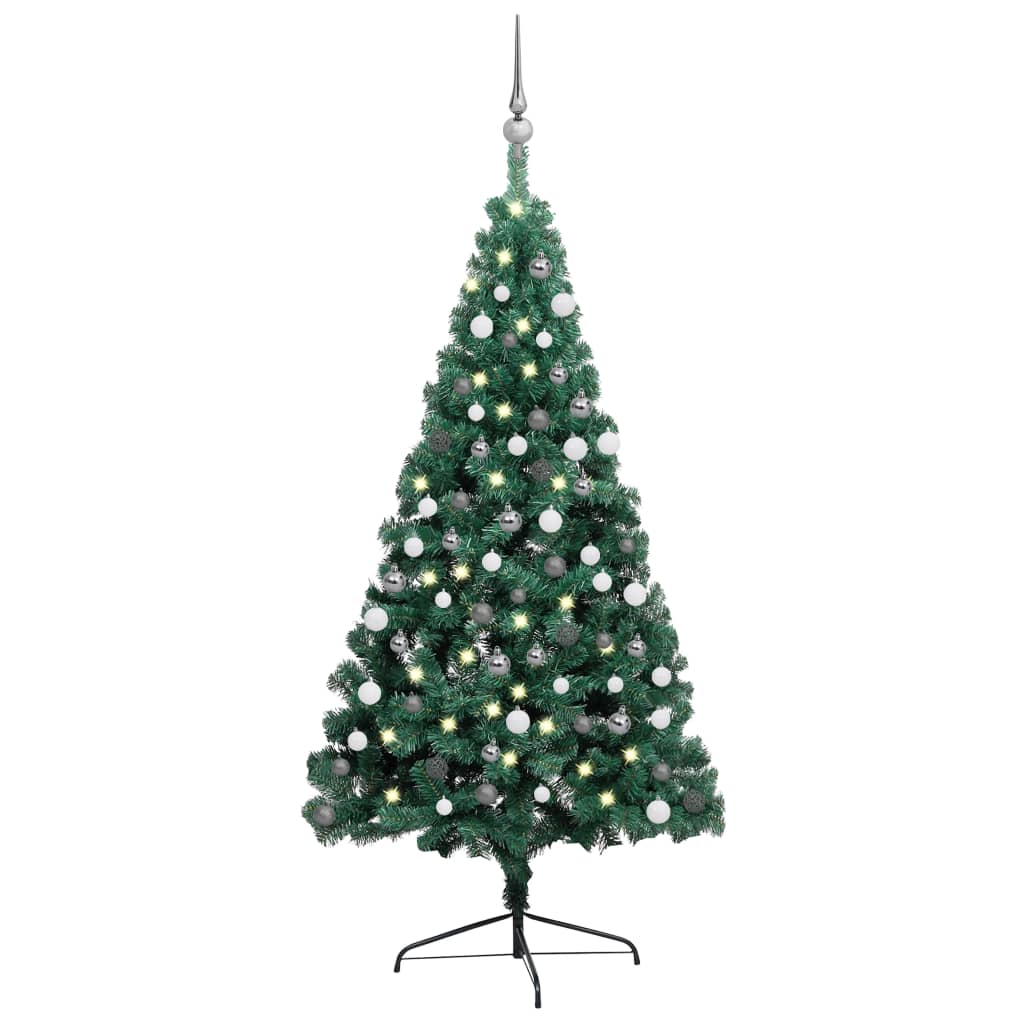 Albero di Natale Preilluminato con Supporto Verde 120 cm PVC - homemem39