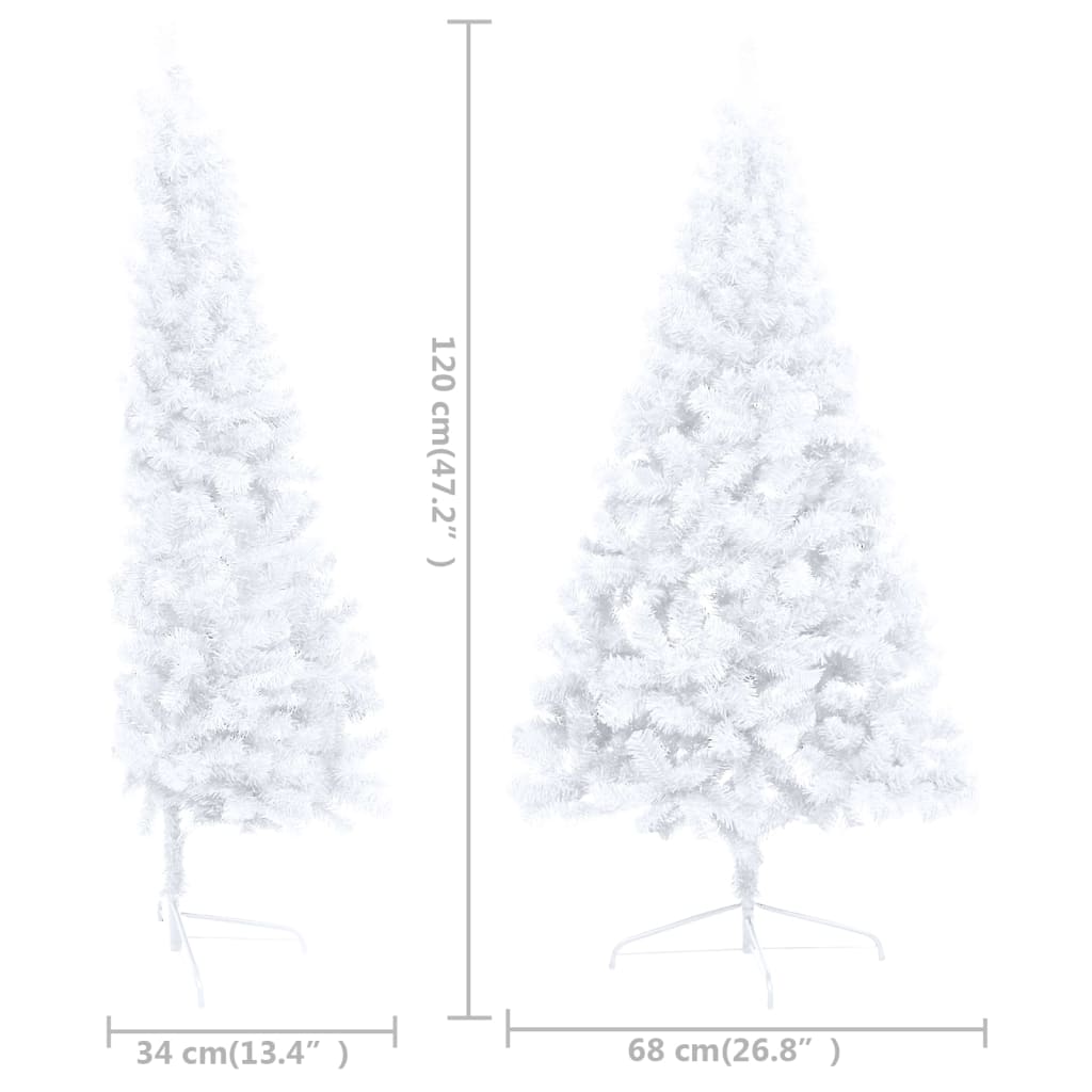 Set Albero Natale Artificiale a Metà LED Palline Bianco 120cm - homemem39