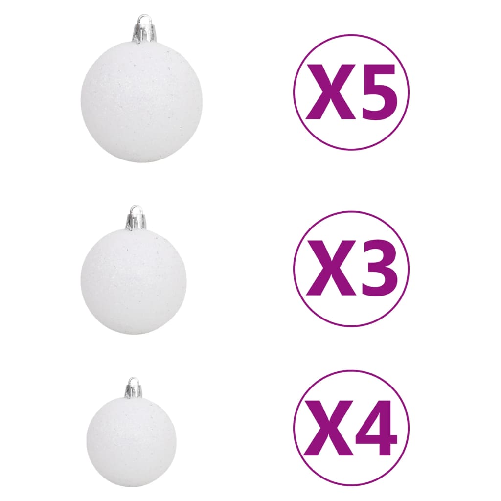 Set Albero Natale Artificiale a Metà LED Palline Bianco 150cm - homemem39