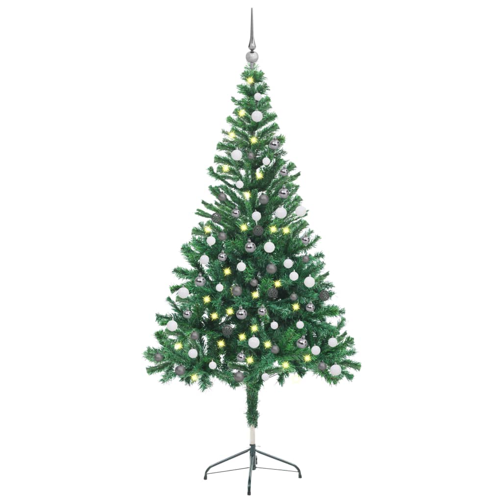 Albero di Natale Preilluminato con Palline 150 cm 380 Rami - homemem39