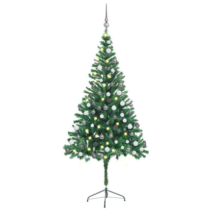 Albero di Natale Preilluminato Palline Bianco 180 cm 564 Rami - homemem39