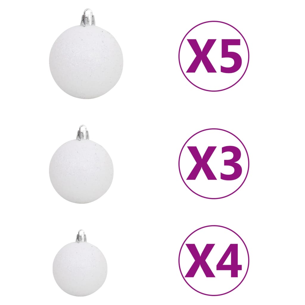 Set Albero Natale Artificiale con LED e Palline Nero 120 cm PVC - homemem39