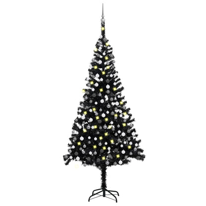 Albero di Natale Preilluminato con Palline Nero 240 cm PVC - homemem39