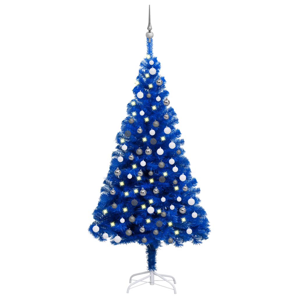 Albero di Natale Preilluminato con Palline Blu 120 cm PVC - homemem39