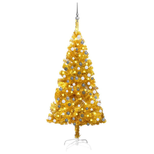 Set Albero Natale Artificiale con LED e Palline Oro 120cm PET - homemem39