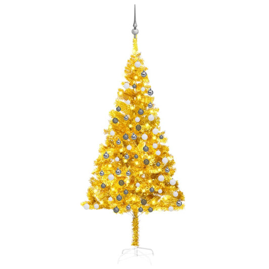 Set Albero Natale Artificiale con LED e Palline Oro 180cm PET - homemem39