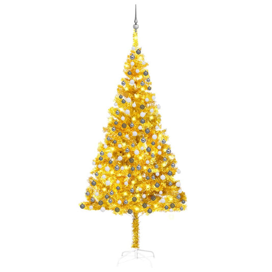 Albero di Natale Preilluminato con Palline Oro 240 cm PET - homemem39