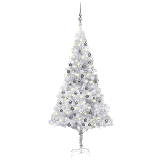 Albero di Natale Preilluminato con Palline Argento 180 cm PET - homemem39