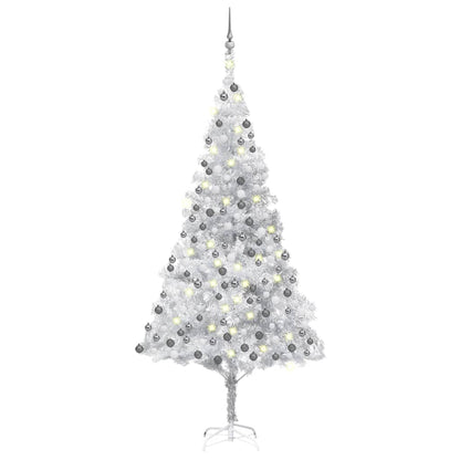 Albero di Natale Preilluminato con Palline Argento 240 cm PET - homemem39