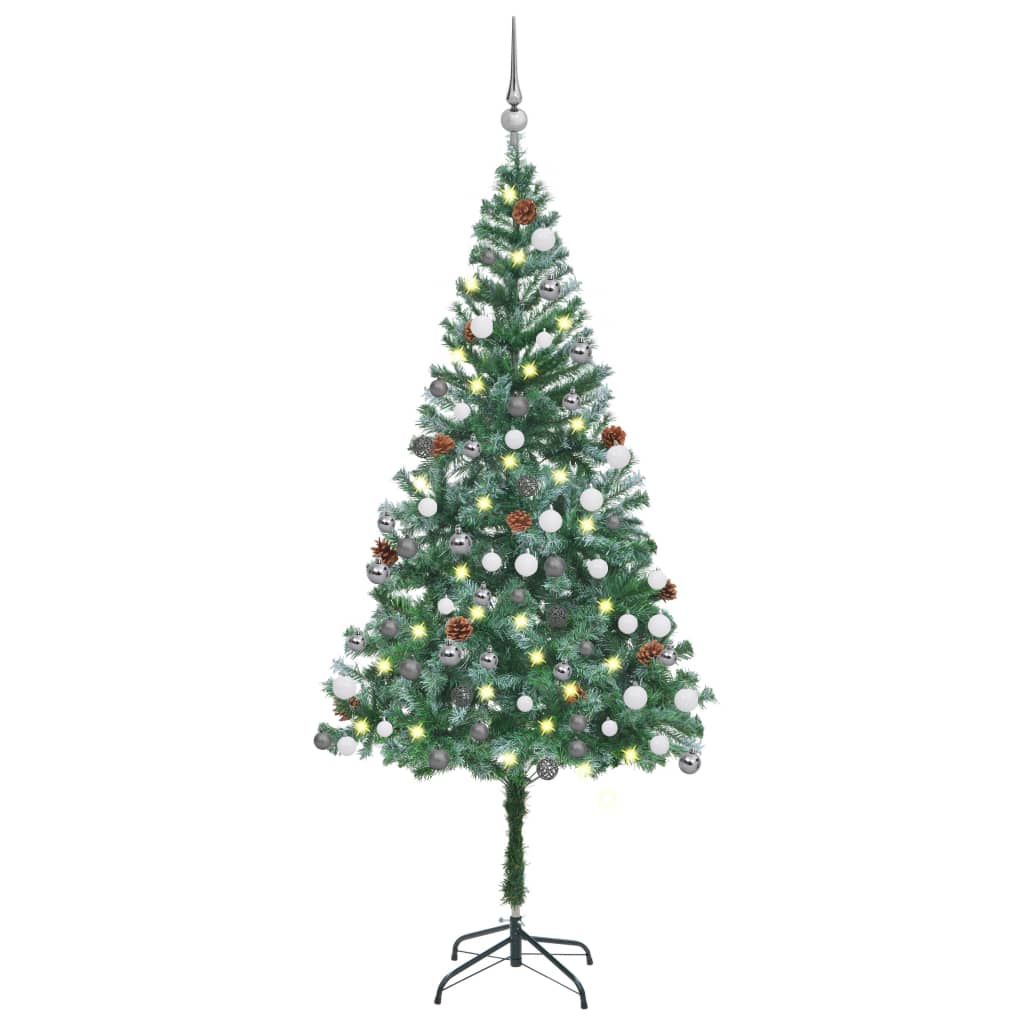 Set Albero Natale Artificiale con LED Palline e Pigne 180 cm - homemem39