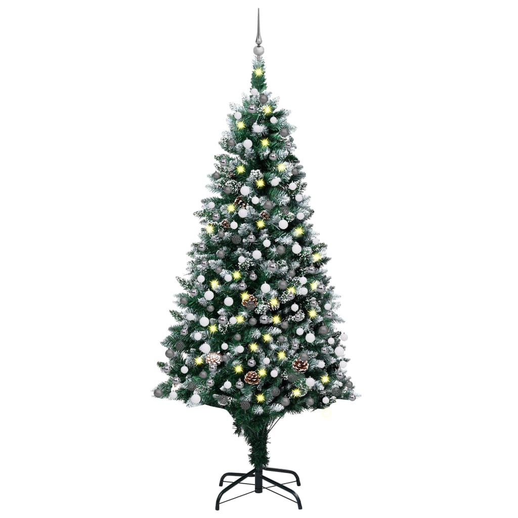 Set Albero Natale Artificiale con LED Palline e Pigne 210 cm - homemem39