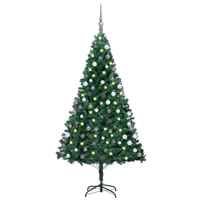 Set Albero Natale Artificiale con LED e Palline Verde 150cm PVC - homemem39