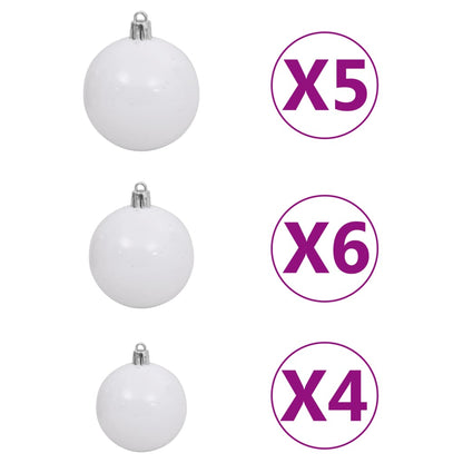 Set Albero Natale Artificiale con LED Palline Bianco 120cm PVC - homemem39