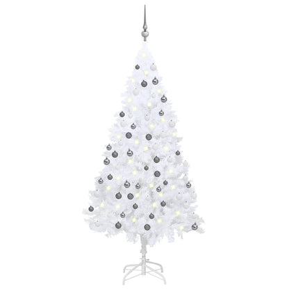 Set Albero Natale Artificiale LED e Palline Bianco 150cm PVC - homemem39